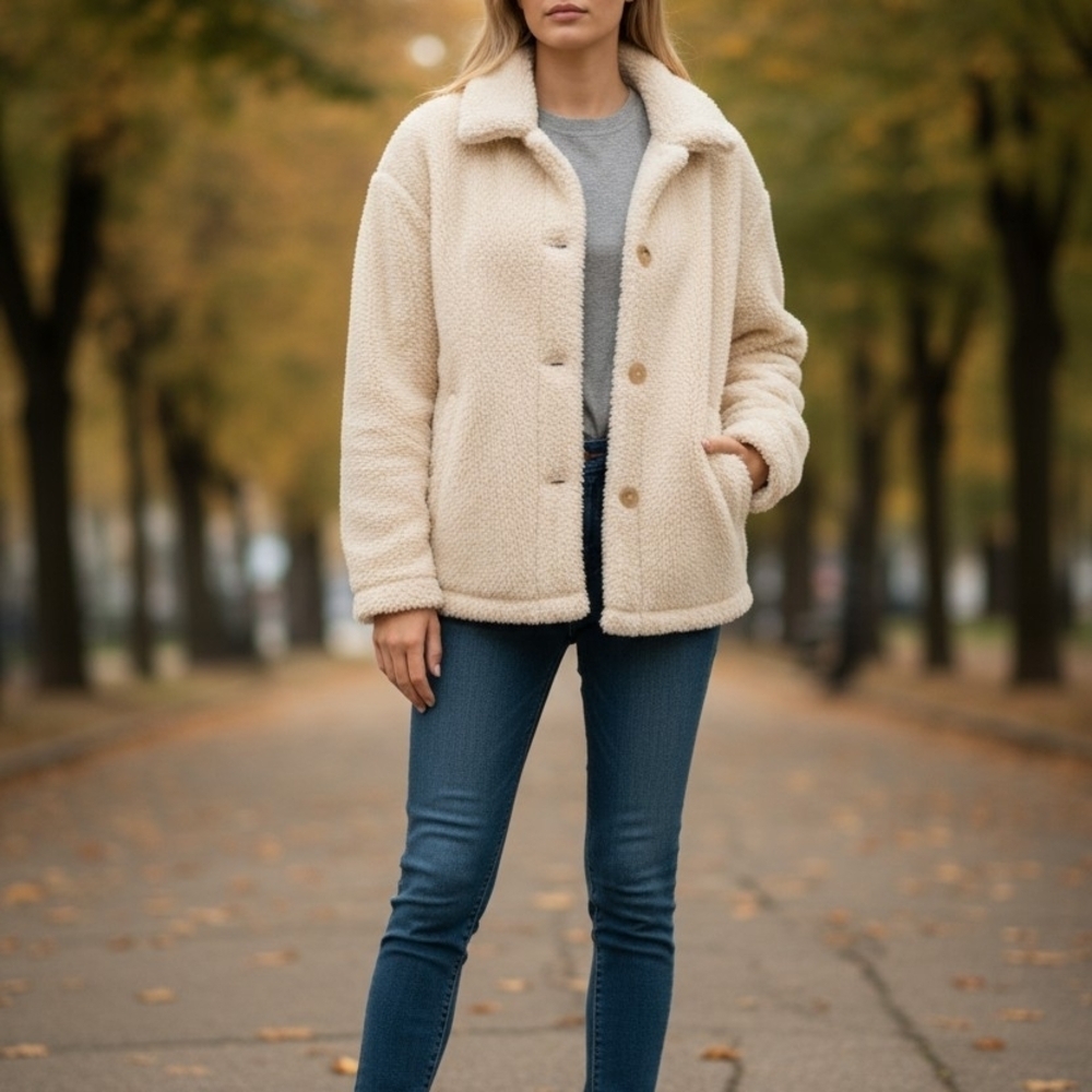32 Degrees Women's Cream Teddy Jacket